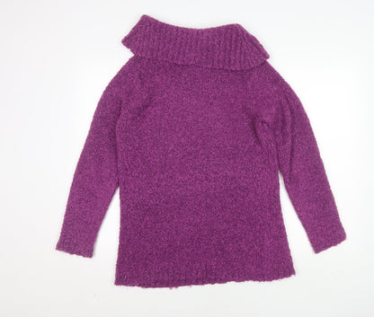 EWM Women's Purple Cowl Neck Pullover S