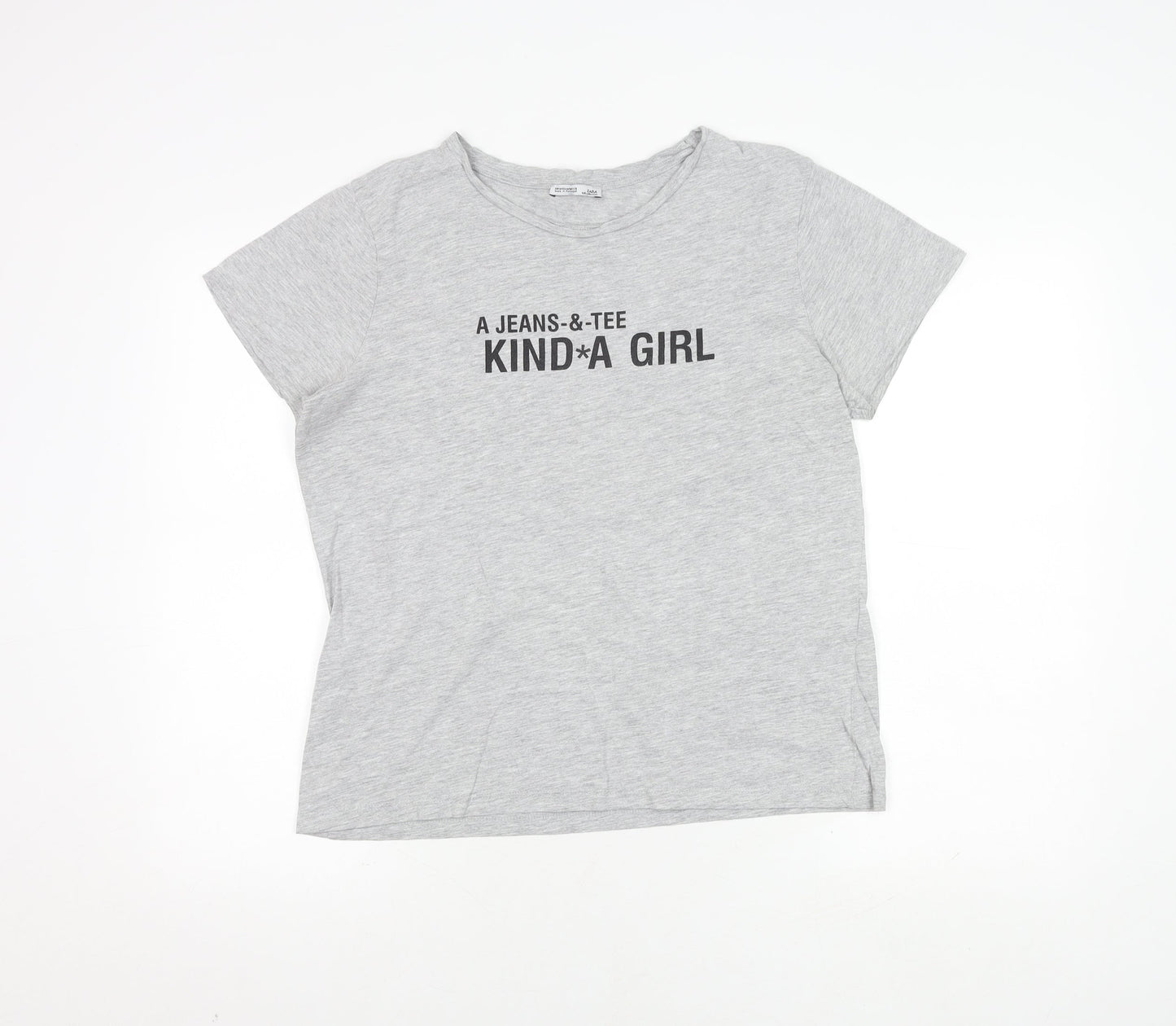 Womens UK Size 10 Zara Grey  T-Shirt