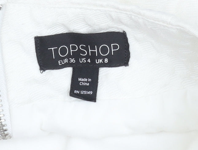 Womens UK Size 8 Topshop White Mini Skirt