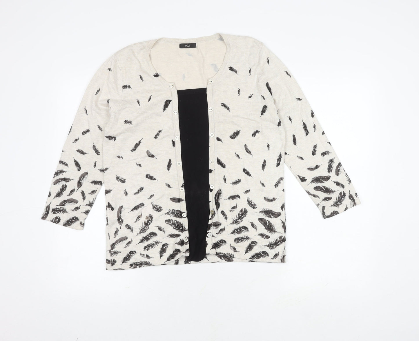 Womens UK Size 14 M&Co Ivory Cardigan Jumper