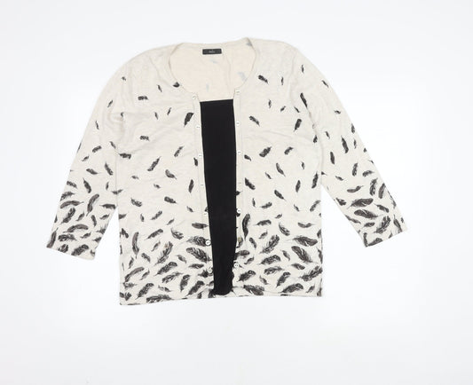 Womens UK Size 14 M&Co Ivory Cardigan Jumper