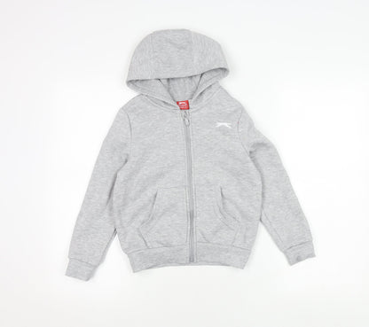 Slazenger Boys Grey Hooded Jacket 7-8Y Full Zip New