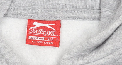 Slazenger Boys Grey Hooded Jacket 7-8Y Full Zip New