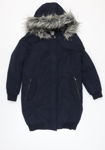 Womens UK Size 10 NEXT Blue Parka Coat