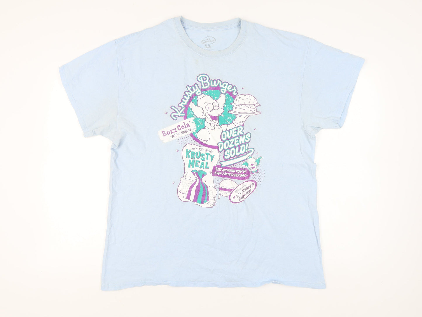 The Simpsons Men's XL Blue Simpsons Krusty Cartoon T-Shirt
