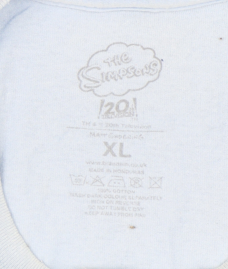 The Simpsons Men's XL Blue Simpsons Krusty Cartoon T-Shirt