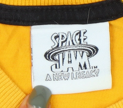Space Jam Girls Orange Graphic T-Shirt, 9-10 Years, Crew Neck
