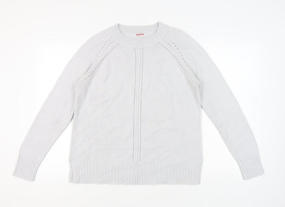 Damart Women's White Crew Neck Thermal Pullover M