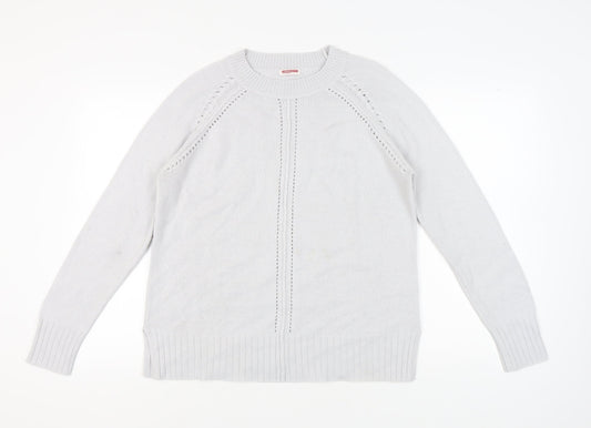 Damart Women's White Crew Neck Thermal Pullover M