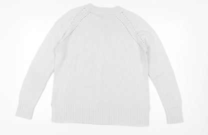 Damart Women's White Crew Neck Thermal Pullover M