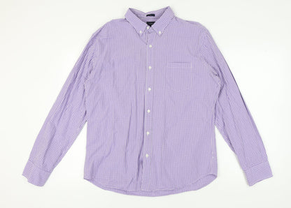J.Crew Men's Purple Check Button-Up Shirt XL