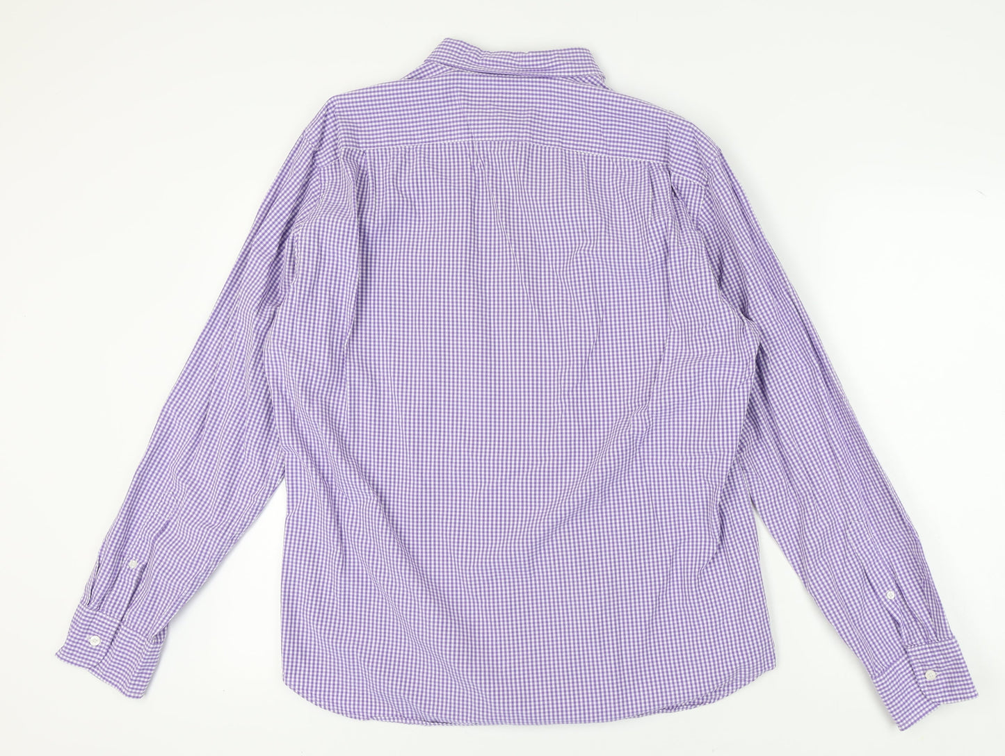 J.Crew Men's Purple Check Button-Up Shirt XL