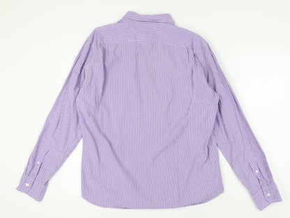 J.Crew Men's Purple Check Button-Up Shirt XL