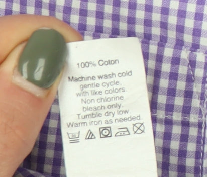 J.Crew Men's Purple Check Button-Up Shirt XL