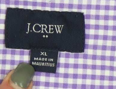 J.Crew Men's Purple Check Button-Up Shirt XL