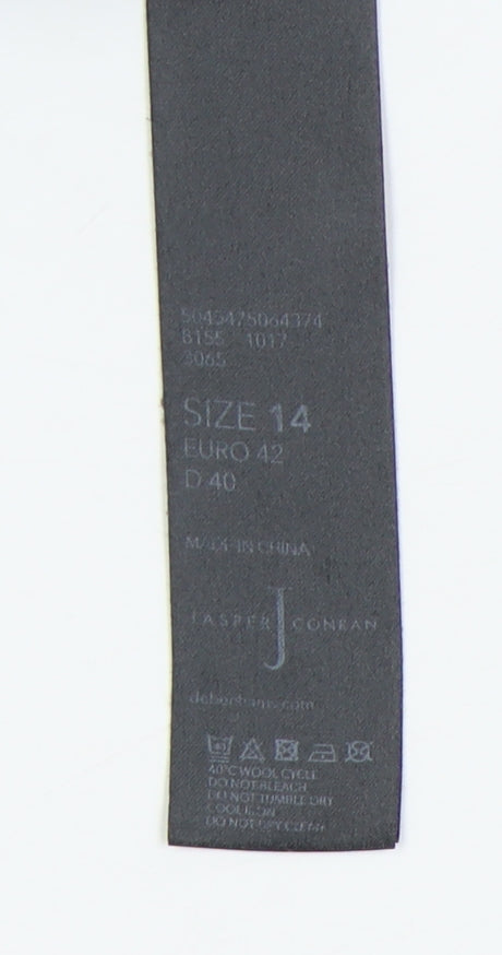 Jasper Conran Blue Women's T-Shirt Size 14 with Zip Accent