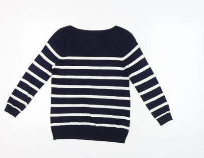Jasper Conran Women's Blue Striped Pullover Jumper - Size 10