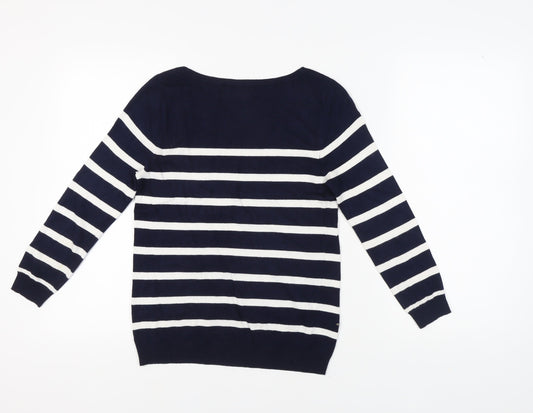 Jasper Conran Women's Blue Striped Pullover Jumper - Size 10