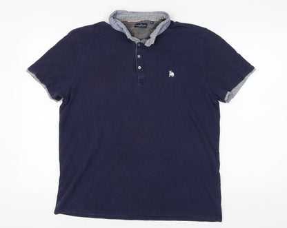 Spitalfields Men's Blue Polo Shirt XL, Button Accents