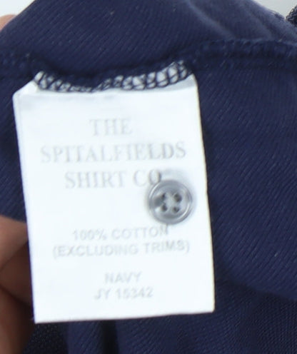 Spitalfields Men's Blue Polo Shirt XL, Button Accents