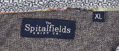 Spitalfields Men's Blue Polo Shirt XL, Button Accents