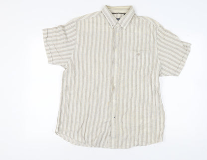 Maine New England Men's Beige Striped Shirt M