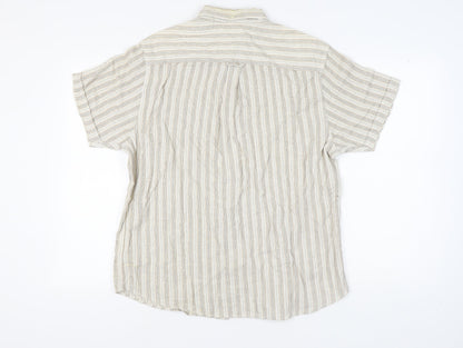 Maine New England Men's Beige Striped Shirt M
