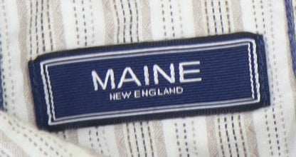 Maine New England Men's Beige Striped Shirt M