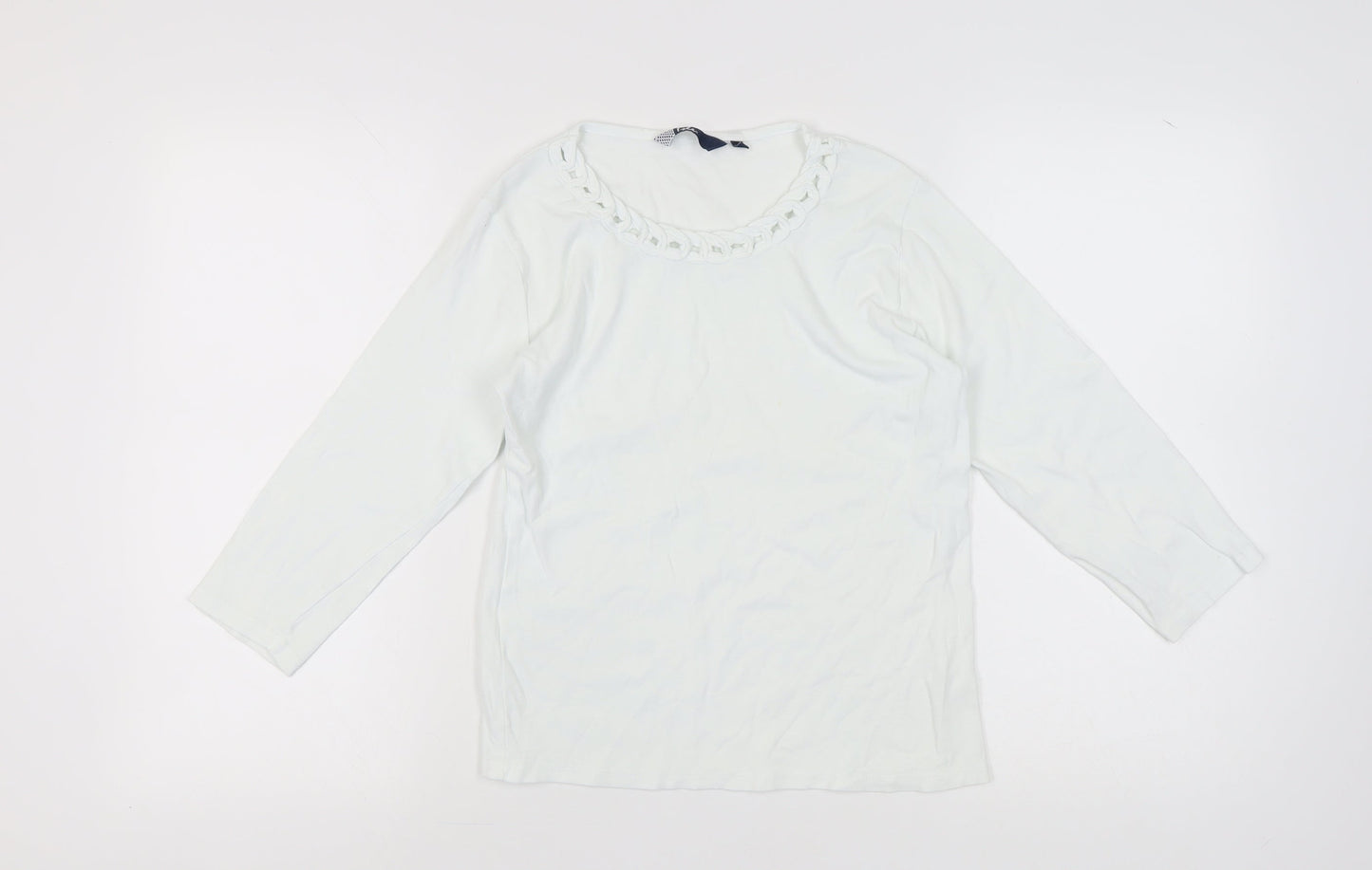 Isle Women’s White Cotton Long Sleeve Top - Size S 10-12