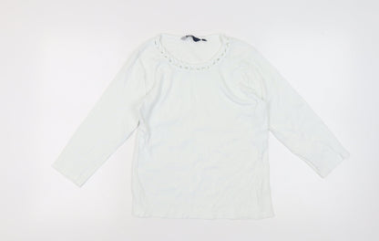 Isle Women’s White Cotton Long Sleeve Top - Size S 10-12