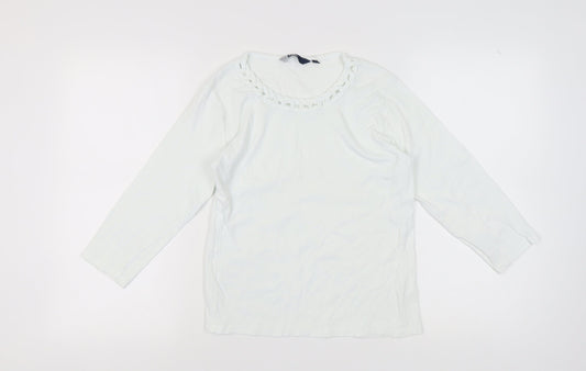 Isle Women’s White Cotton Long Sleeve Top - Size S 10-12
