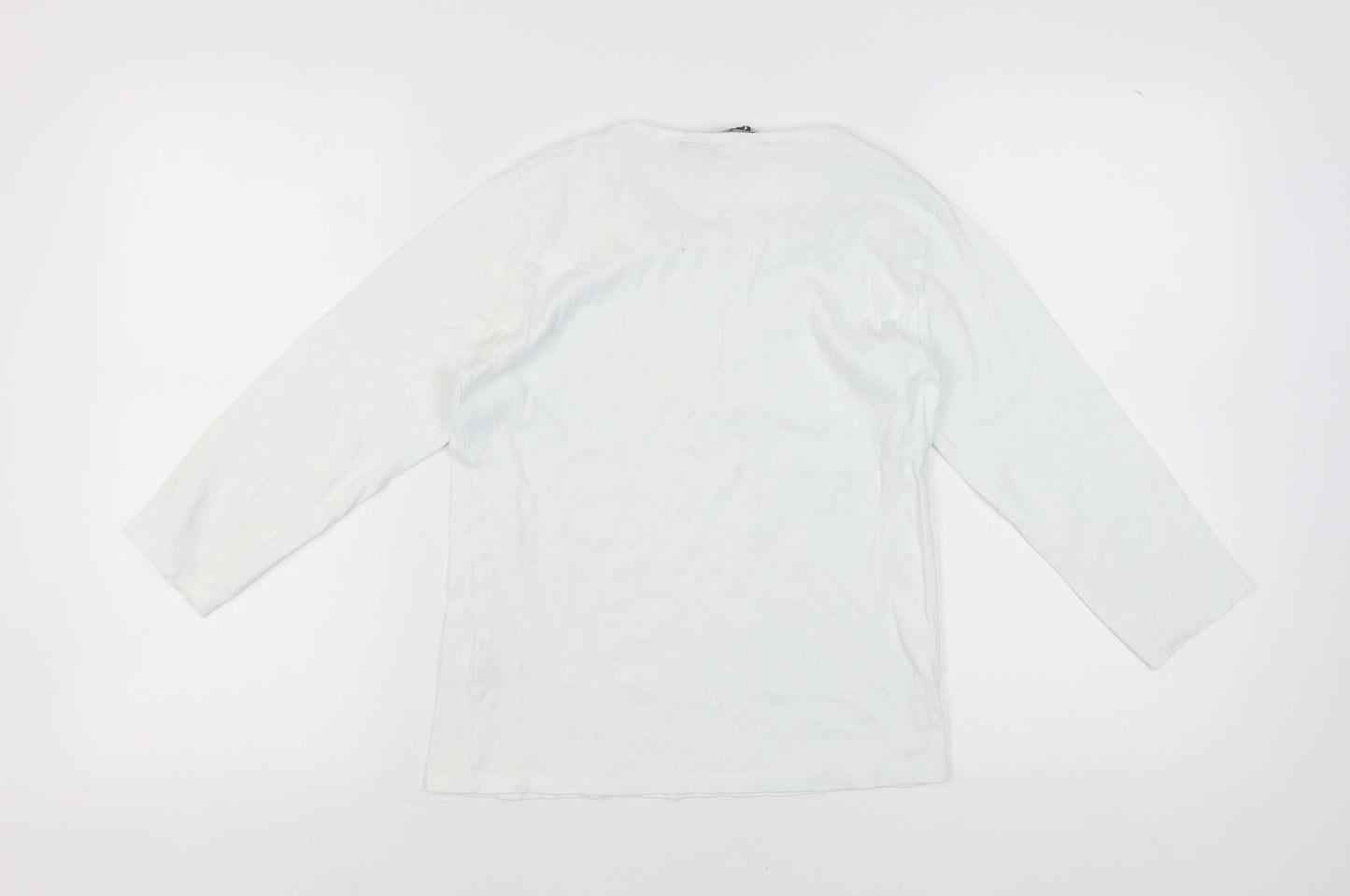 Isle Women’s White Cotton Long Sleeve Top - Size S 10-12