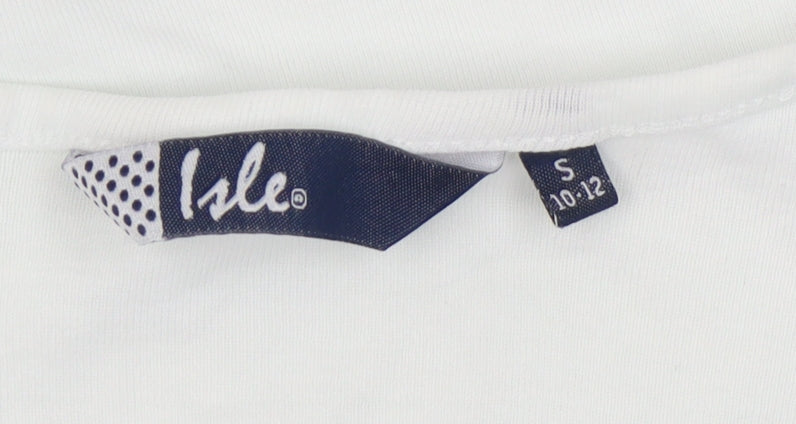 Isle Women’s White Cotton Long Sleeve Top - Size S 10-12