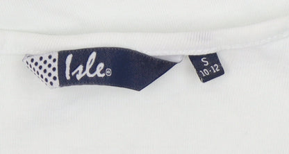 Isle Women’s White Cotton Long Sleeve Top - Size S 10-12