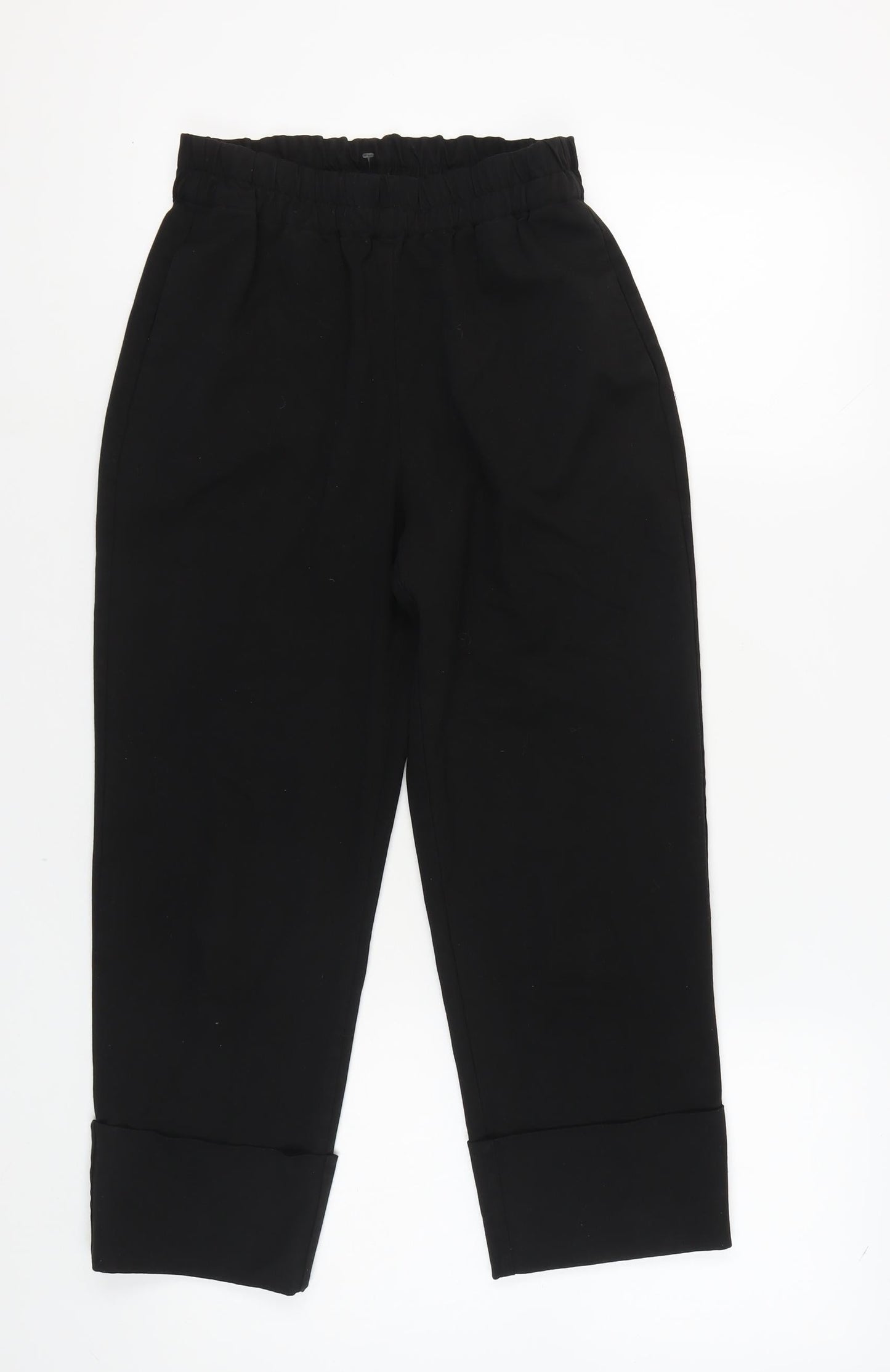 Womens UK Size XS Zara Regular Fit Casual Black Trousers