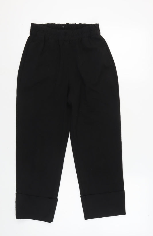 Womens UK Size XS Zara Regular Fit Casual Black Trousers