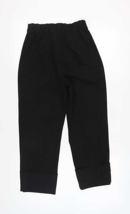 Womens UK Size XS Zara Regular Fit Casual Black Trousers