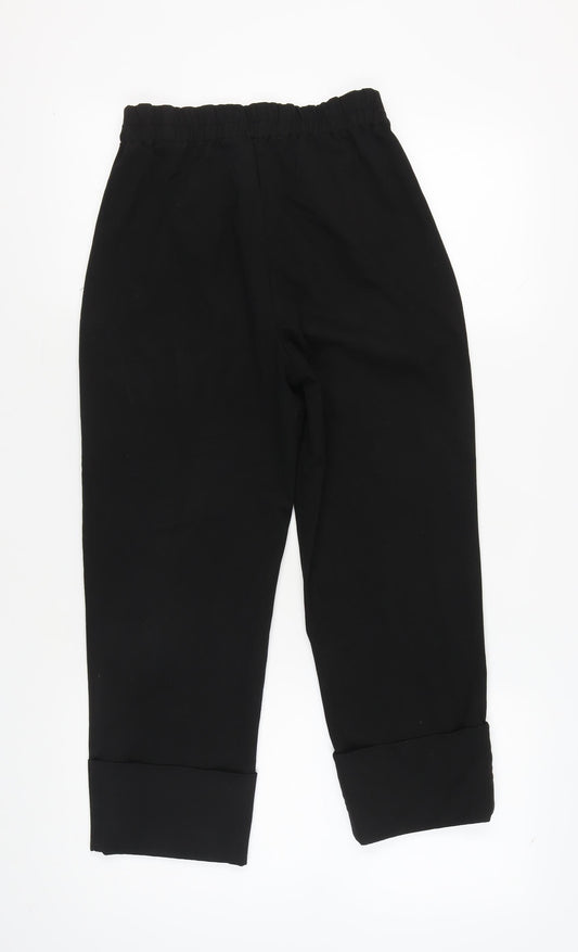 Womens UK Size XS Zara Regular Fit Casual Black Trousers