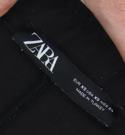 Womens UK Size XS Zara Regular Fit Casual Black Trousers