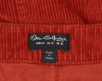 Miss Selfridge Women's Red Corduroy Skirt Size 16