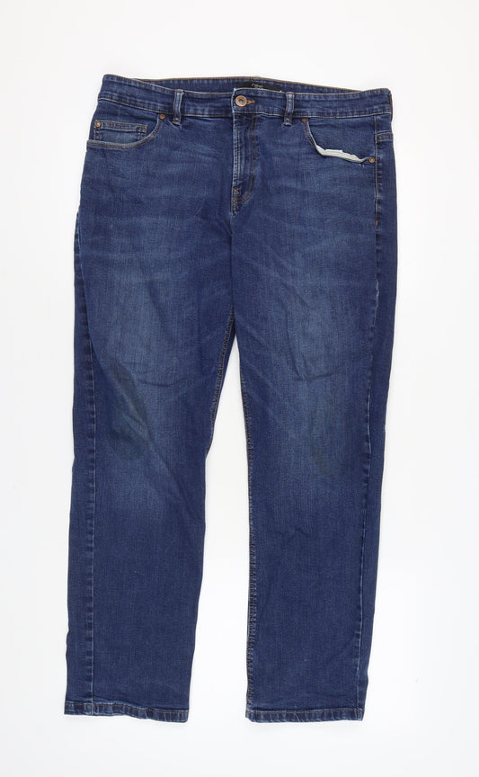 Next Men's Blue Straight Jeans, Size 35, Medium Wash