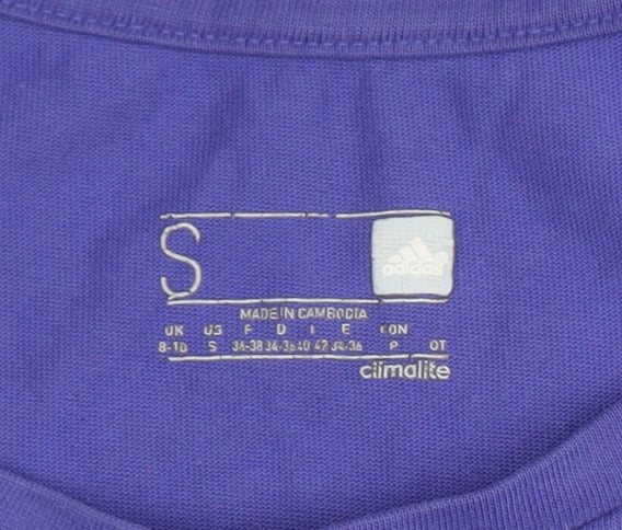 Adidas Women's Purple T-Shirt Size 10 Regular Crew Neck