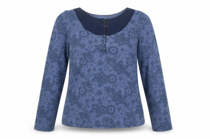 One Earth Blue Floral Women's Top Size 12