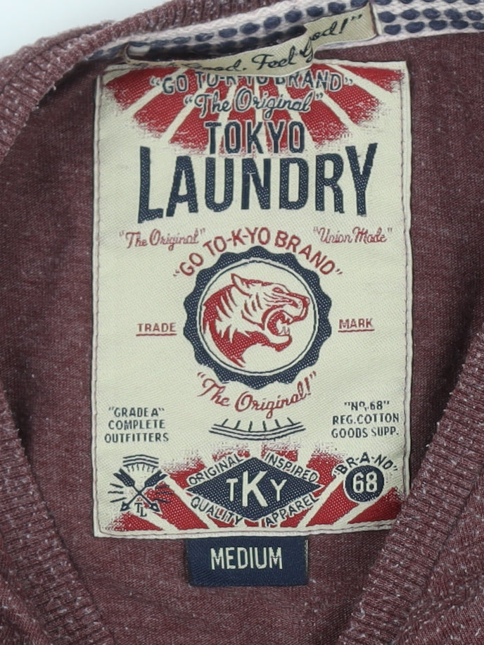 Tokyo Laundry Men’s Burgundy V-Neck T-Shirt M
