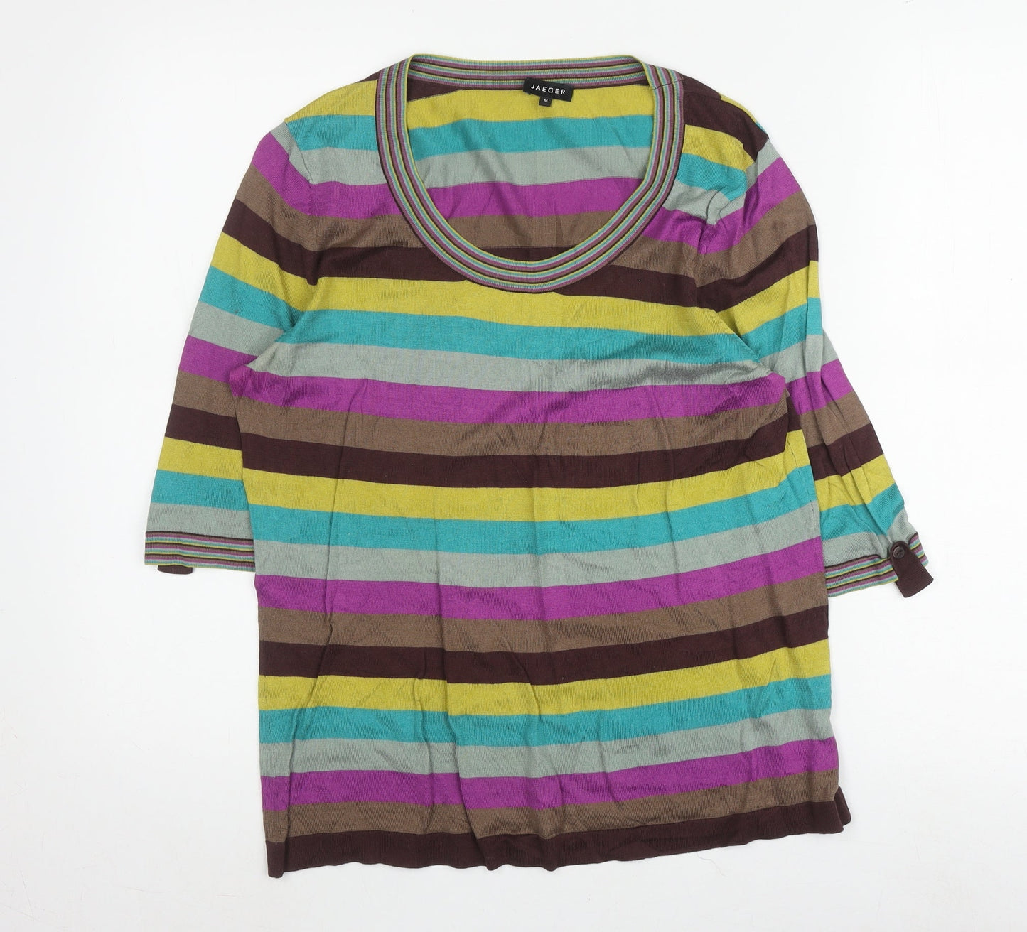 Jaeger Women's Multicoloured Striped T-Shirt, M