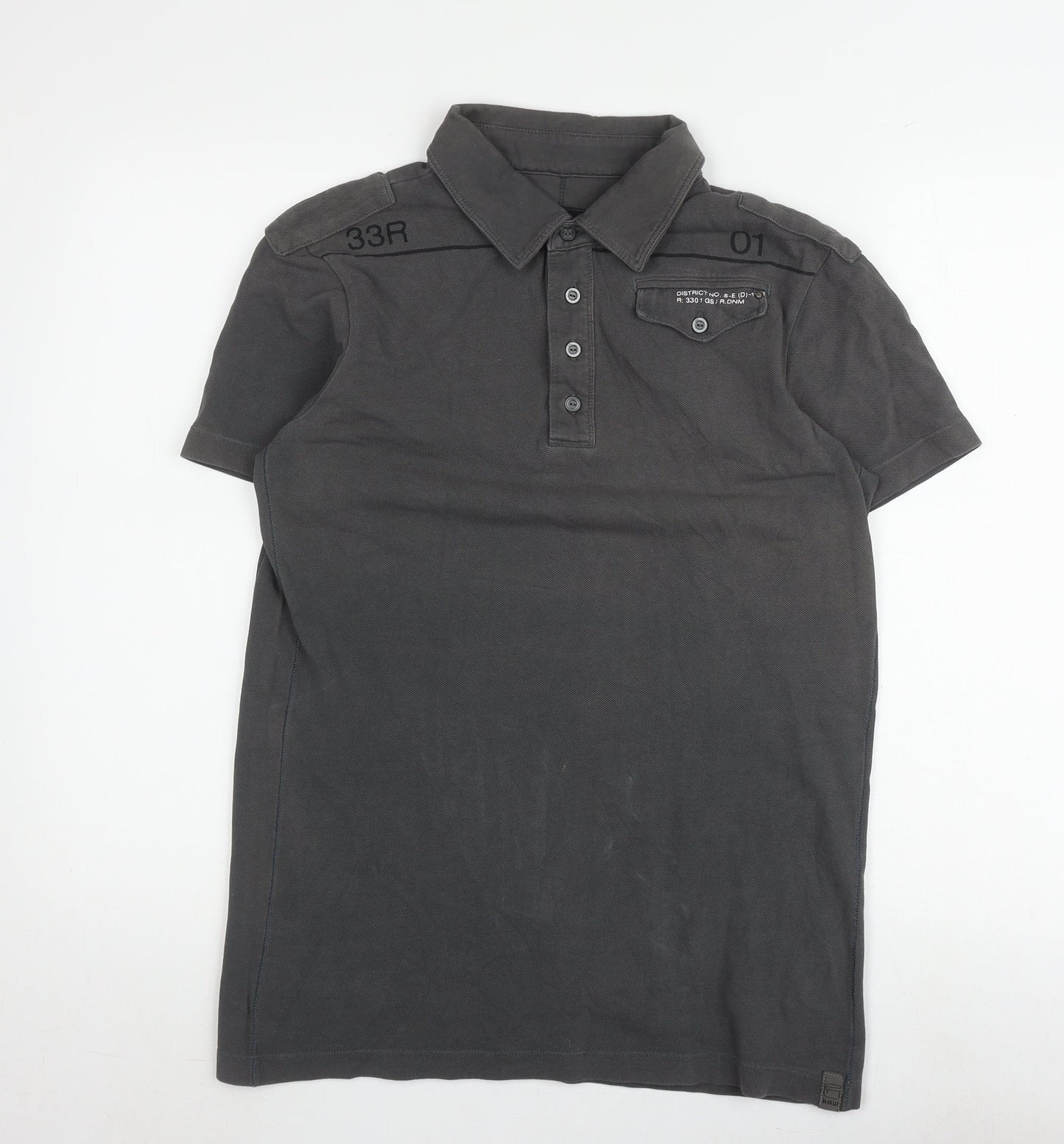 G-Star Men's Black Polo Shirt, Size S, Solid Short Sleeve