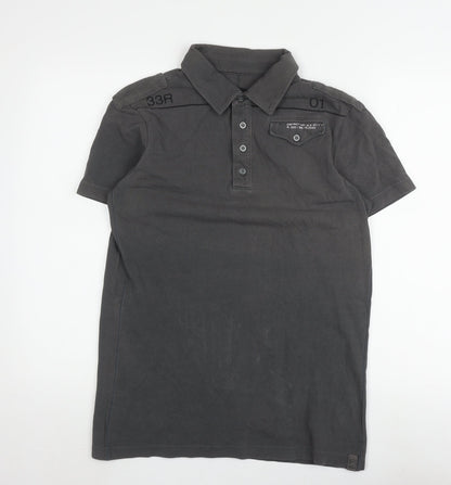 G-Star Men's Black Polo Shirt, Size S, Solid Short Sleeve