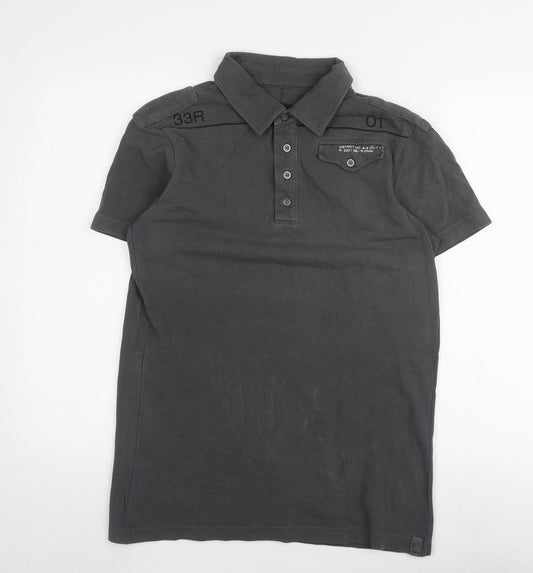 G-Star Men's Black Polo Shirt, Size S, Solid Short Sleeve