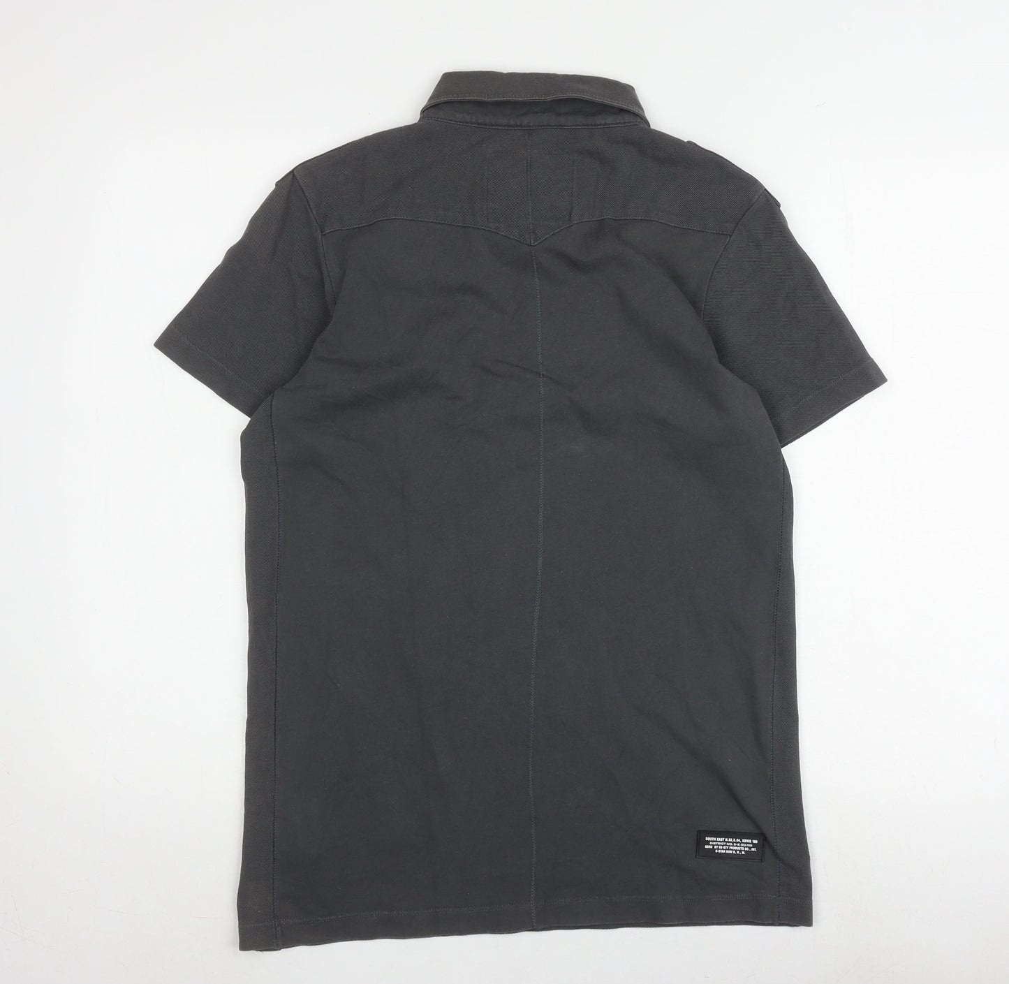 G-Star Men's Black Polo Shirt, Size S, Solid Short Sleeve