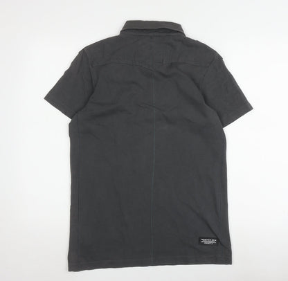 G-Star Men's Black Polo Shirt, Size S, Solid Short Sleeve